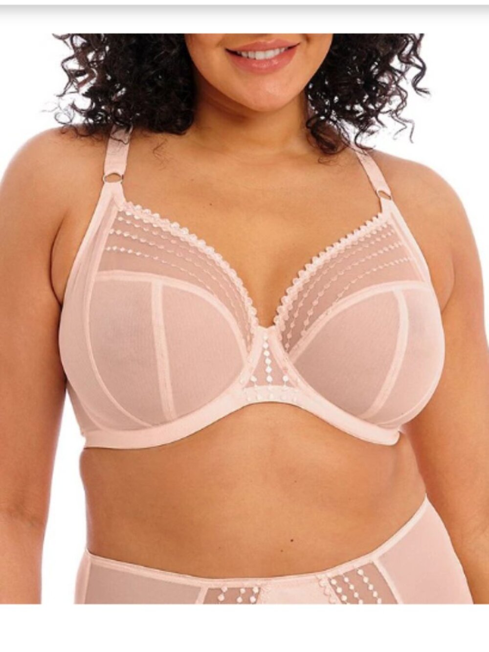 Sheer Embroidered Full-Coverage Bra in Blush Pink